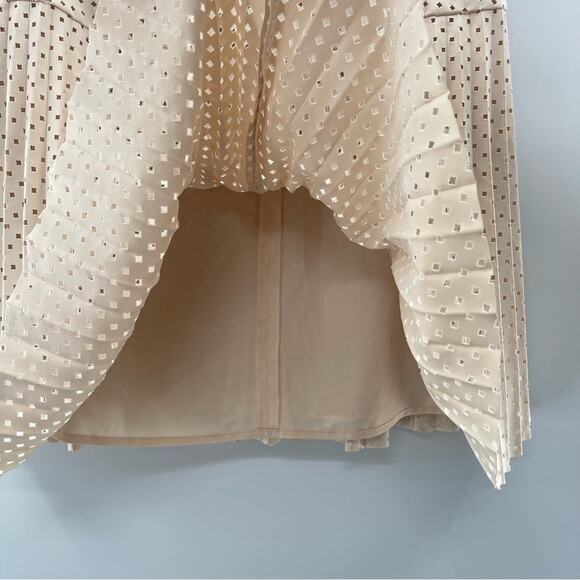 J. Crew Laser Cut Pleated Cream Perforated Cutout A-Line Preppy Mini Skirt Sz. 2 - Picture 5 of 11